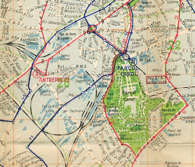 Zona industrială Filaret Rahova Sursa: București, harta transporturilor, 1938 